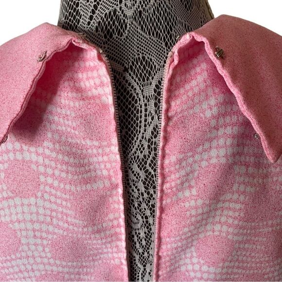 Vintage 60s Handmade Twee Coquette Print Peter Pan Collar Dress Pink - Picture 6 of 8